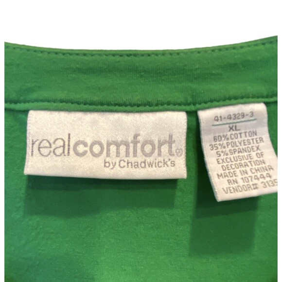 Real Comfort Womens Bundle 2 Tees Kelly Green Turq Cap sleeves XL Embroidery NEW - Picture 10 of 10